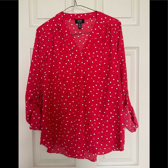 Jones New York Tops - Jones New York Signature Long Sleeve Top, Red, Size XS, Pre-owned